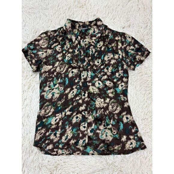 Adorable Turquoise, Brown,Tan & Green blouse by Apt 9 size Medium - Picture 1 of 9